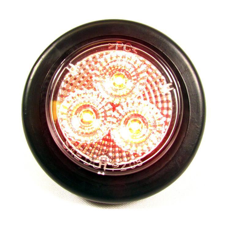 2" Red Round Clearance/Marker Led Light With 3 Leds And Clear Lens | F235122