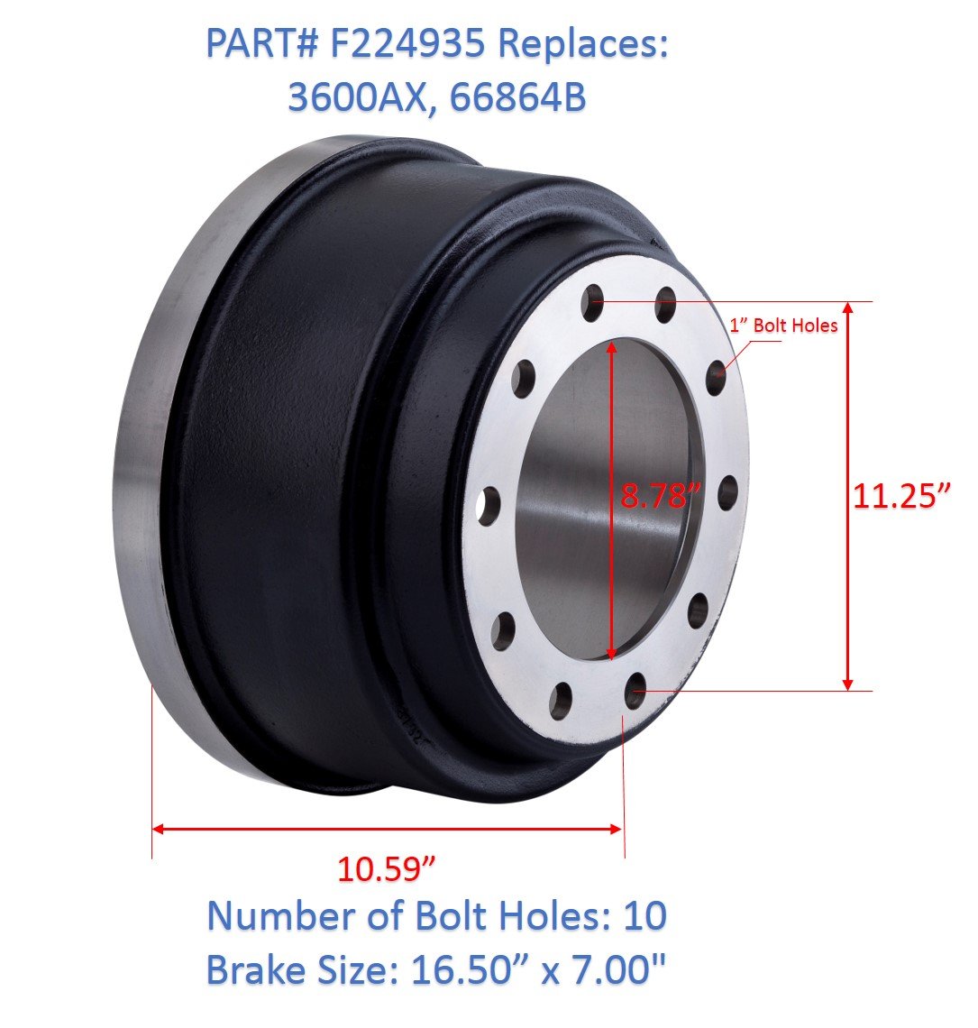 F224935HP | F3600AX BRAKE DRUM HP BAL