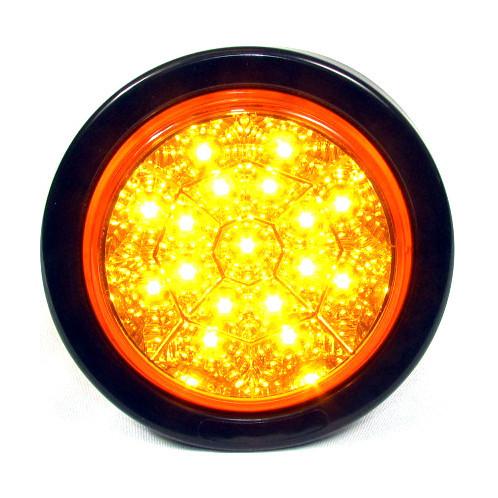 4" Amber Round Tail/Turn Led Light With 17 Leds, Amber Lens And Chromed Reflector | F235111