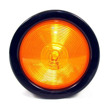 4" Round Amber Incandescent Trailer Tail Light With Grommet & Plug