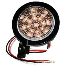 4" Round Amber Light with 17 Led, Chromed Reflector and Clear Lens - Sealed