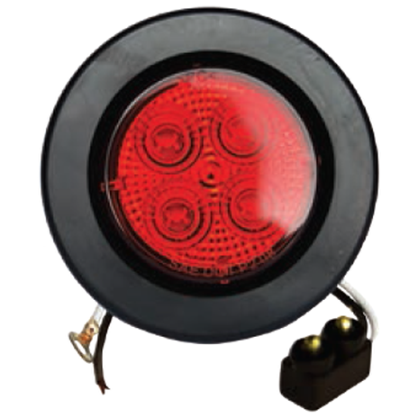 2-1/2" Red Round Clearance/Marker Led Light with 4 Leds and Red Lens, 24V