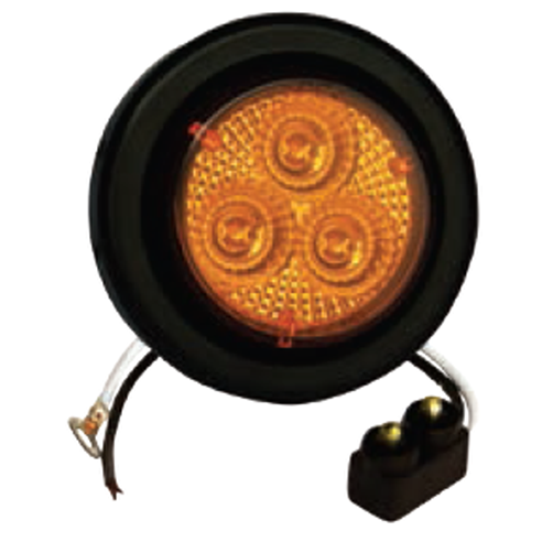 2" Amber Round Clearance/Marker Led Light with 3 Leds and Amber Lens, 24V