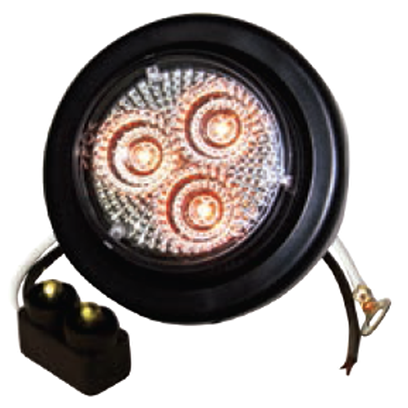 2" Amber Round Clearance/Marker Led Light with 3 Leds and Clear Lens, 24V