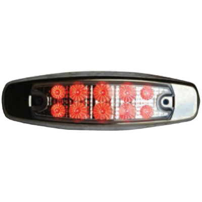 Red Clearance/Marker Led Light with 10 Leds and Clear Lens, 24V