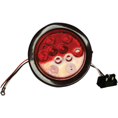 4" Red Round Tail/Stop/Turn Led Light with 10 Leds and Red Lens, 24V