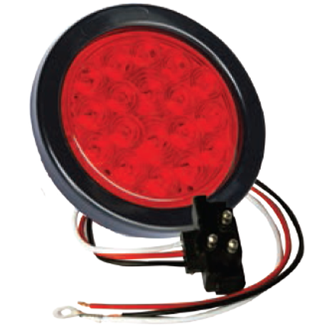 4" Red Round Tail/Stop/Turn Led Light with 18 Leds and Red Lens, 24V