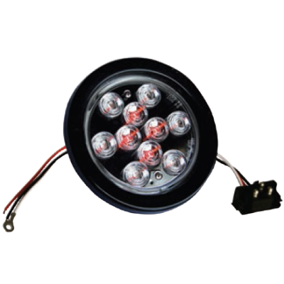 4" Red Round Round Tail/Stop/Turn Led Light with 10 Leds and Clear Lens, 24V
