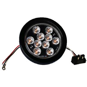 4" Amber Round Light with 10 LEDs and Clear Lens, 12 Volts