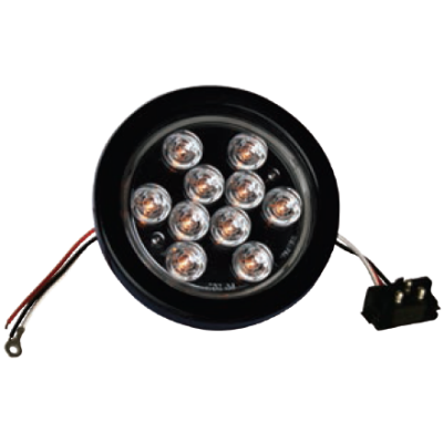 4" Amber Round Tail/Turn Led Light with 10 Leds and Clear Lens, 24V