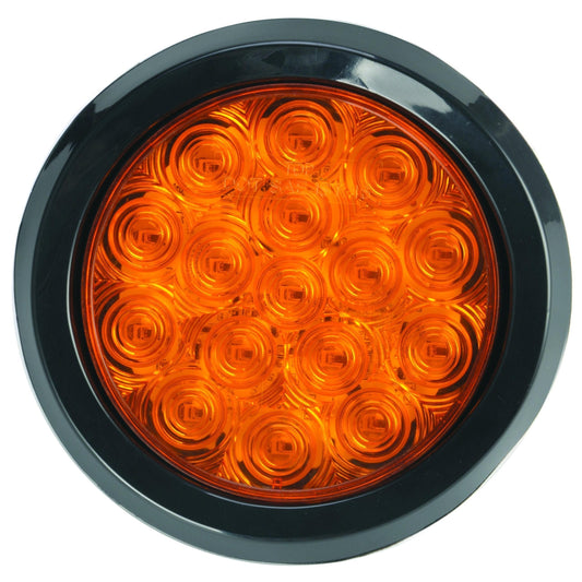 4" Round Tail/Turn Led Light with 16 Sq Leds and Amber Lens