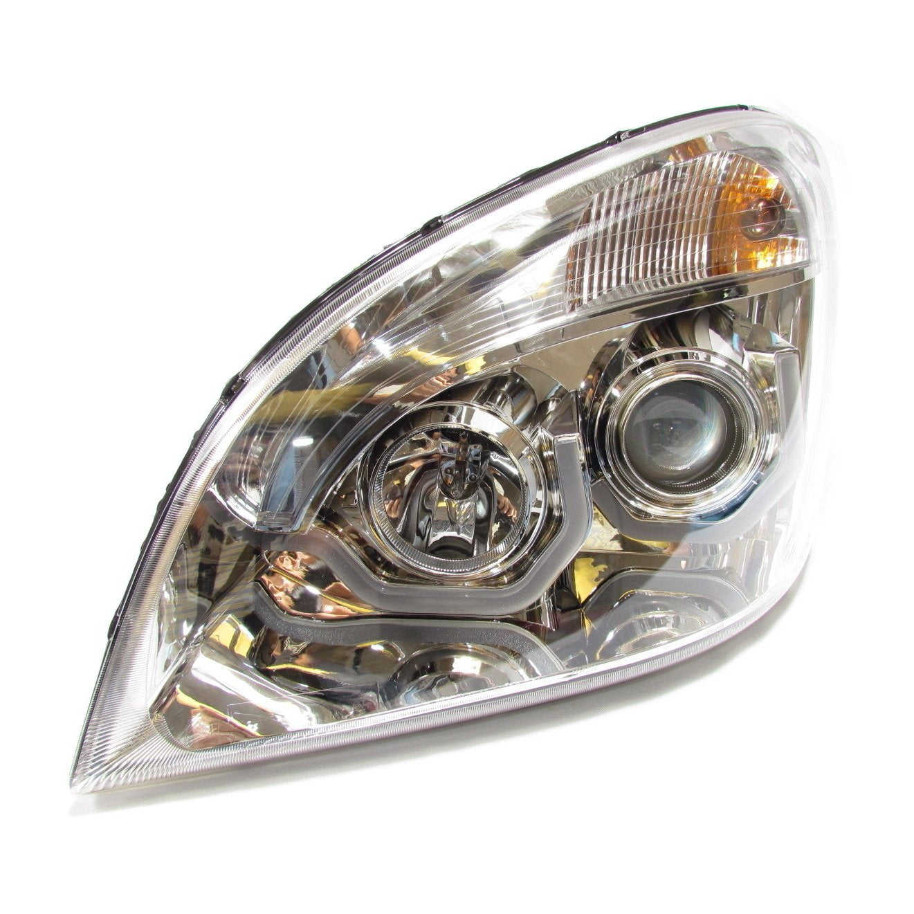 Chrome Housing Projector Headlight For Freightliner Cascadia - Driver Side