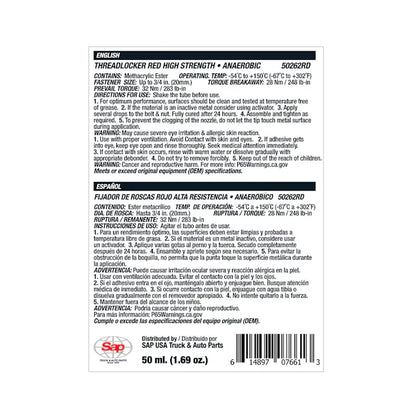 ThreadLocker Red 50262RD High Strength<br>Anaerobic - 50ML