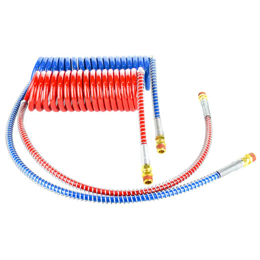 Air Coiled Hose 15 ft. Red & Blue Leads 1/12 in. & 1/40 in. DOT Approved / DOT J 844 B