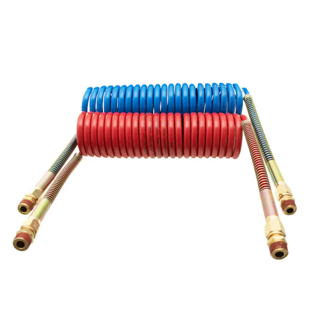 Air Coiled Hose 15 ft. Red & Blue / DOT Approved / DOT J 844 B