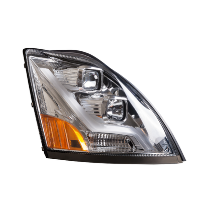 Chrome Housing Headlight W/Led Light Bar For Volvo Vn/Vnl - Passenger Side