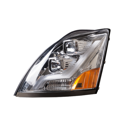 Chrome Housing Headlight W/Led Light Bar For Volvo Vn/Vnl - Driver Side